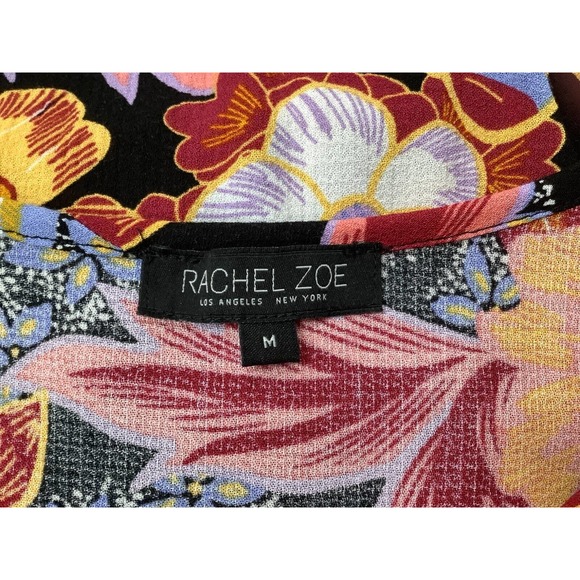 RACHEL ZOE Sleeveless Floral Crop Top Blouse sz M Elastic Hem Multicolor - Picture 5 of 5